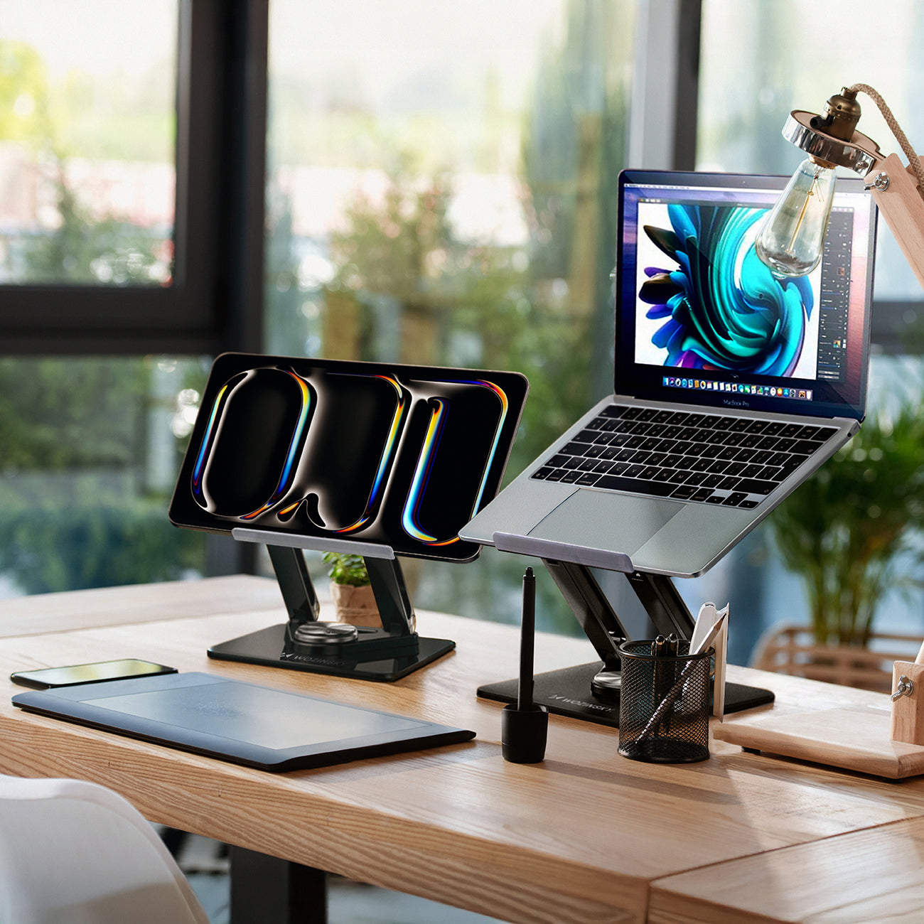 Laptop- und Tabletständer, drehbar, Wozinsky WRS-CPY84SB, Schwarz