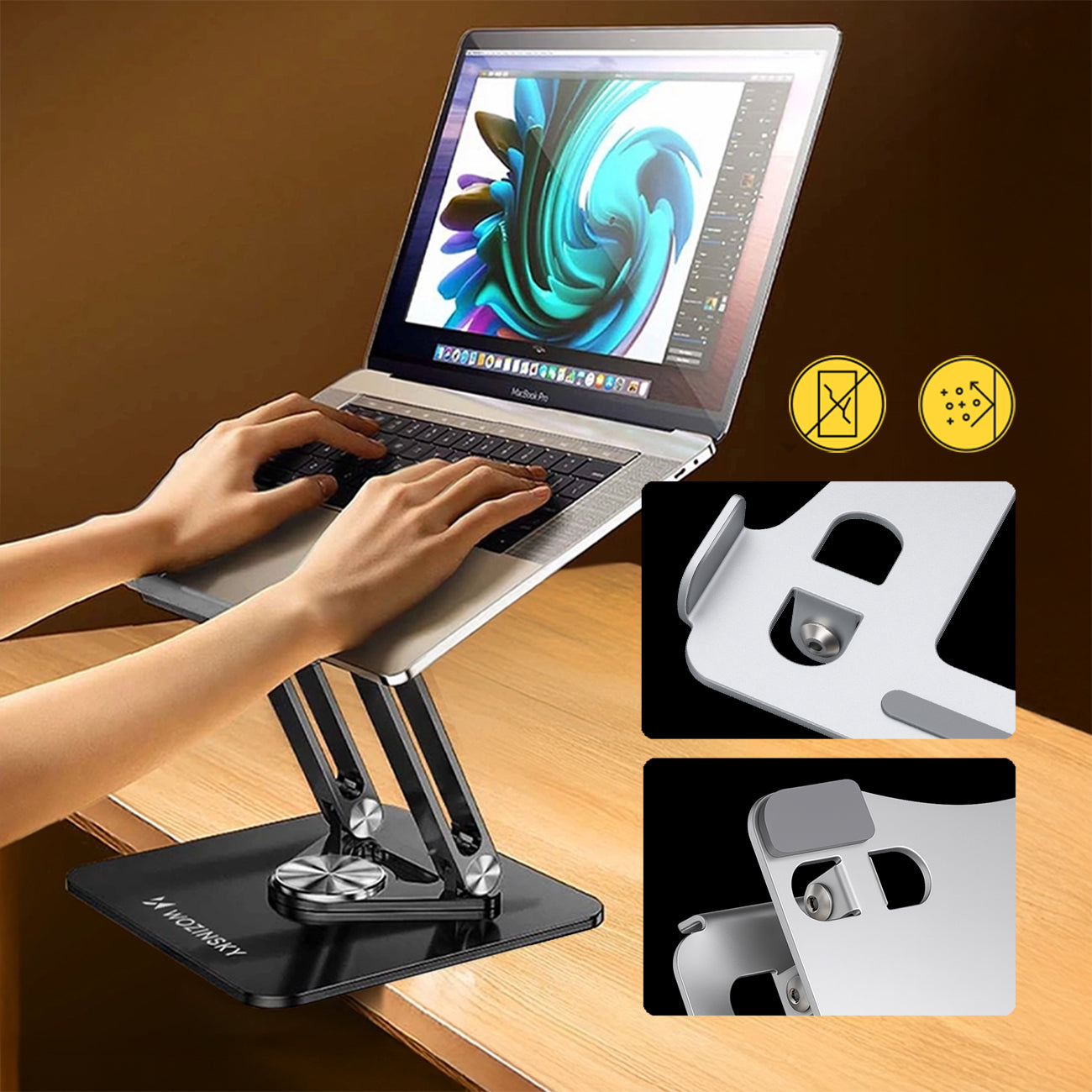 Laptop- und Tabletständer, drehbar, Wozinsky WRS-CPY84SB, Schwarz