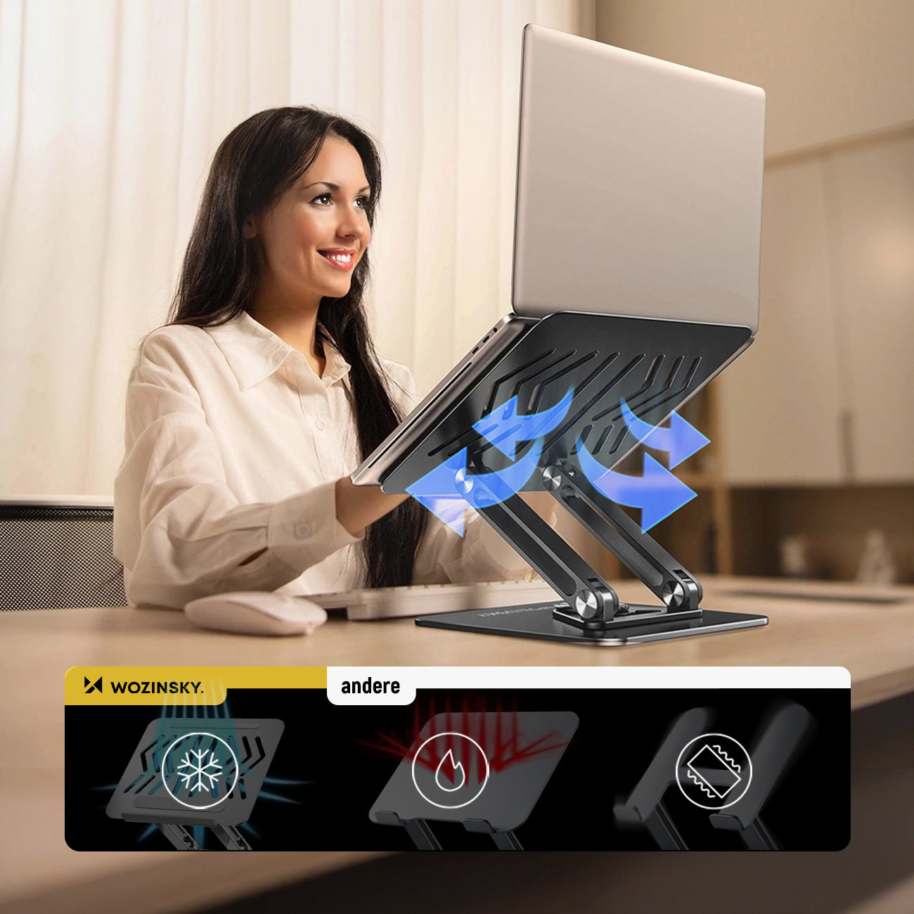Laptop- und Tabletständer, drehbar, Wozinsky WRS-CPY84SB, Schwarz