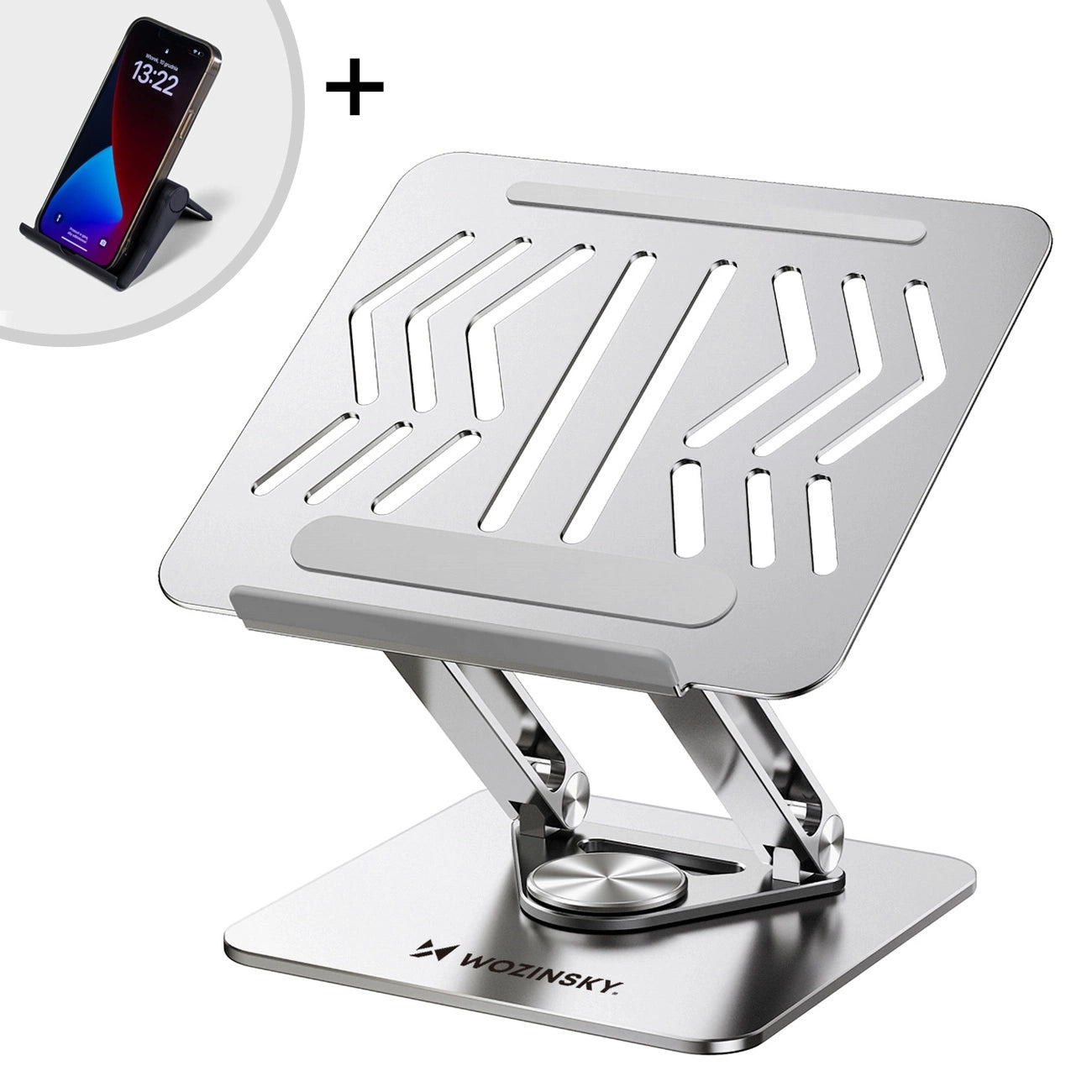Laptop- und Tabletständer drehbar, Wozinsky WRS-CPY84SS, Silber