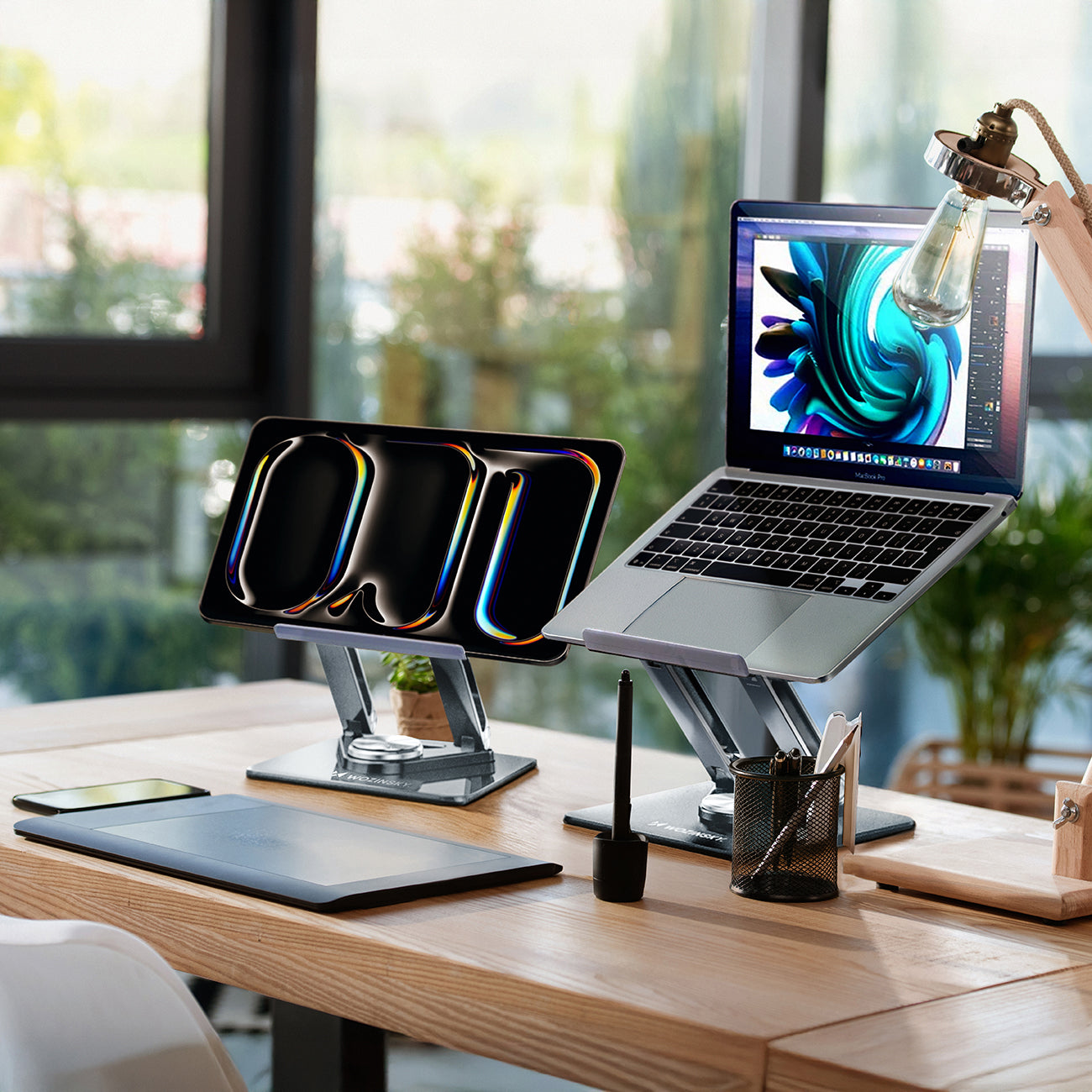 Laptop- und Tabletständer drehbar, Wozinsky WRS-CPY84SS, Silber