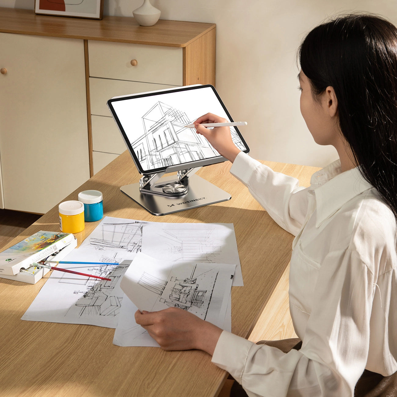 Laptop- und Tabletständer drehbar, Wozinsky WRS-CPY84SS, Silber