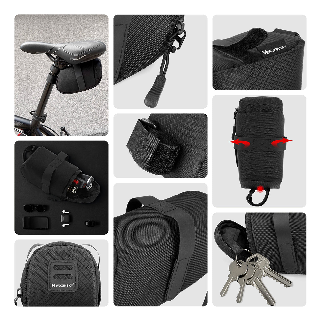 Fahrrad-Satteltasche 0,6 l, Wozinsky Active WBB8BK, Schwarz