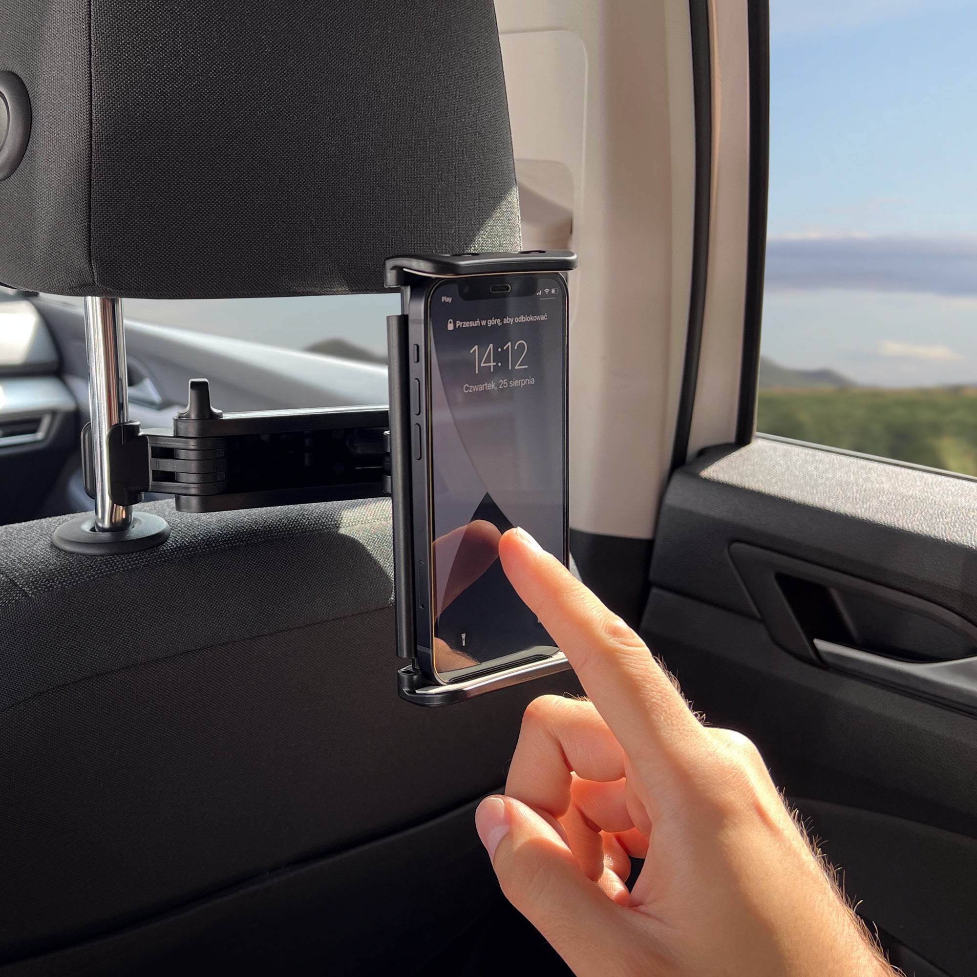 Autohalterung für Kopfstütze für Smartphone und Tablet, Wozinsky WTHBK3, Schwarz