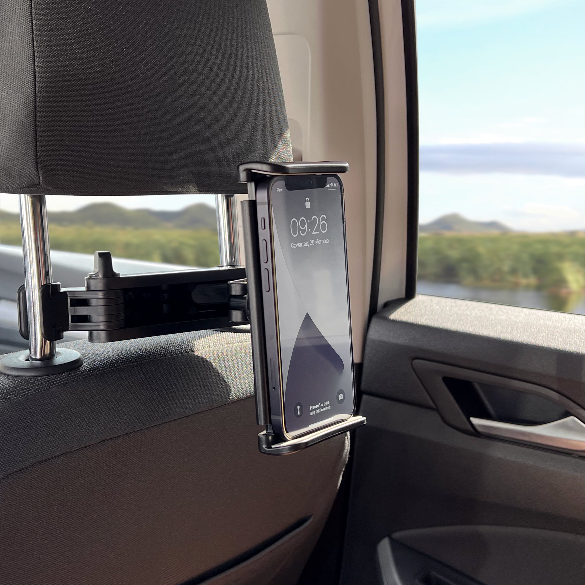 Autohalterung für Kopfstütze für Smartphone und Tablet, Wozinsky WTHBK3, Schwarz