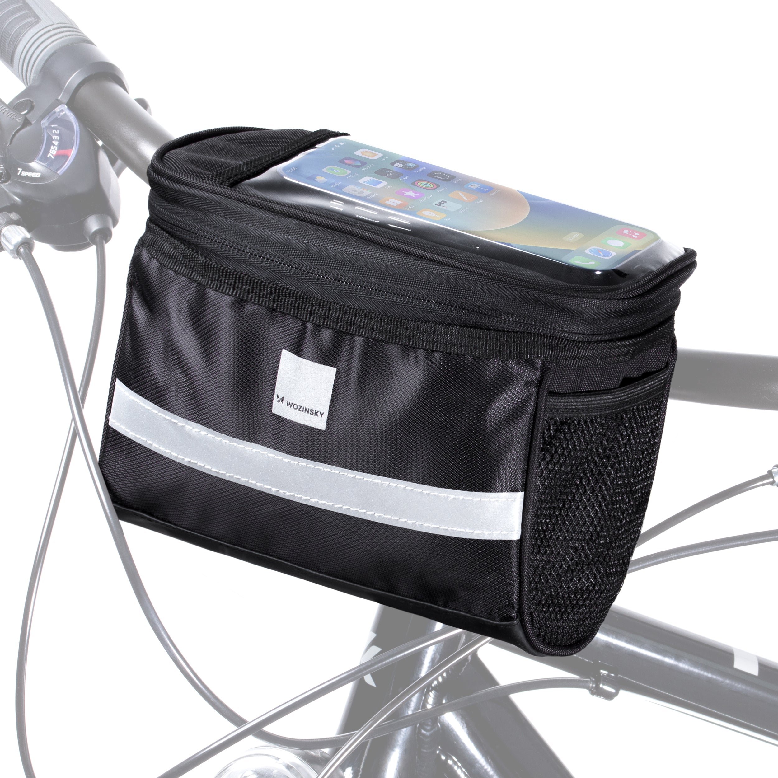 Fahrrad Lenkertasche mit Handyhalterung, Wozinsky Active WBB12BK, Schwarz