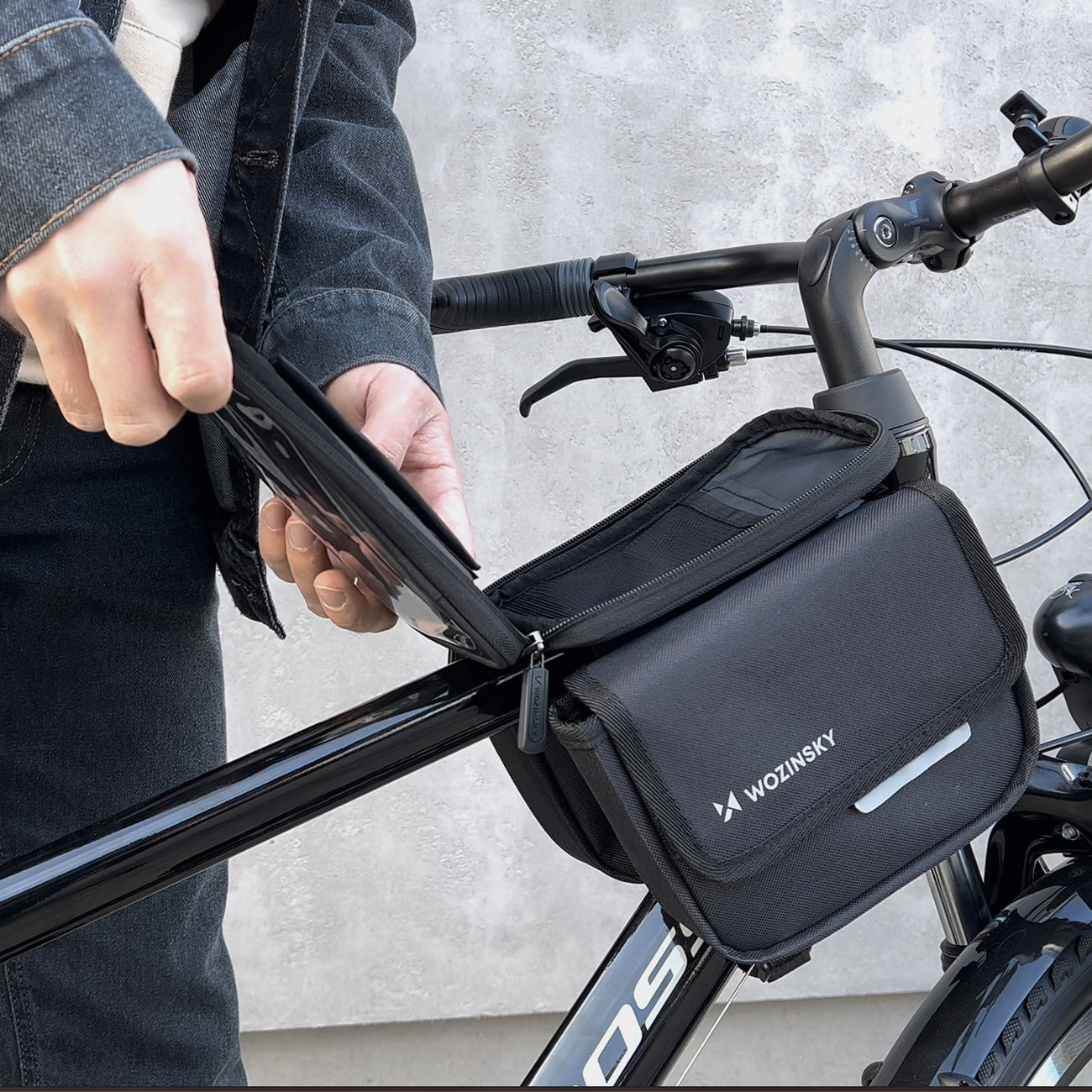 Fahrradrahmentasche mit Handyhülle, Wozinsky Active WBB26BK, Schwarz
