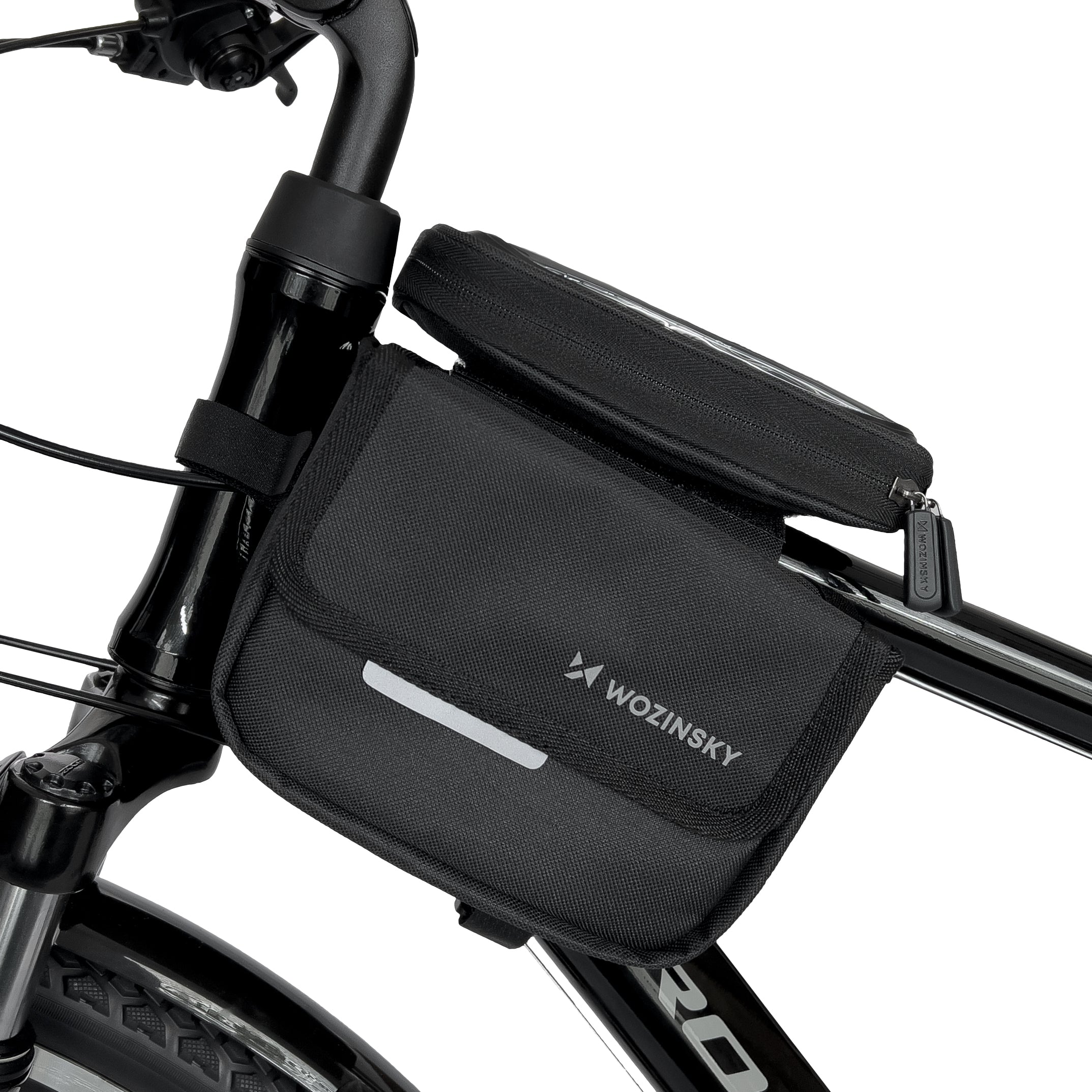 Fahrradrahmentasche mit Handyhülle, Wozinsky Active WBB26BK, Schwarz