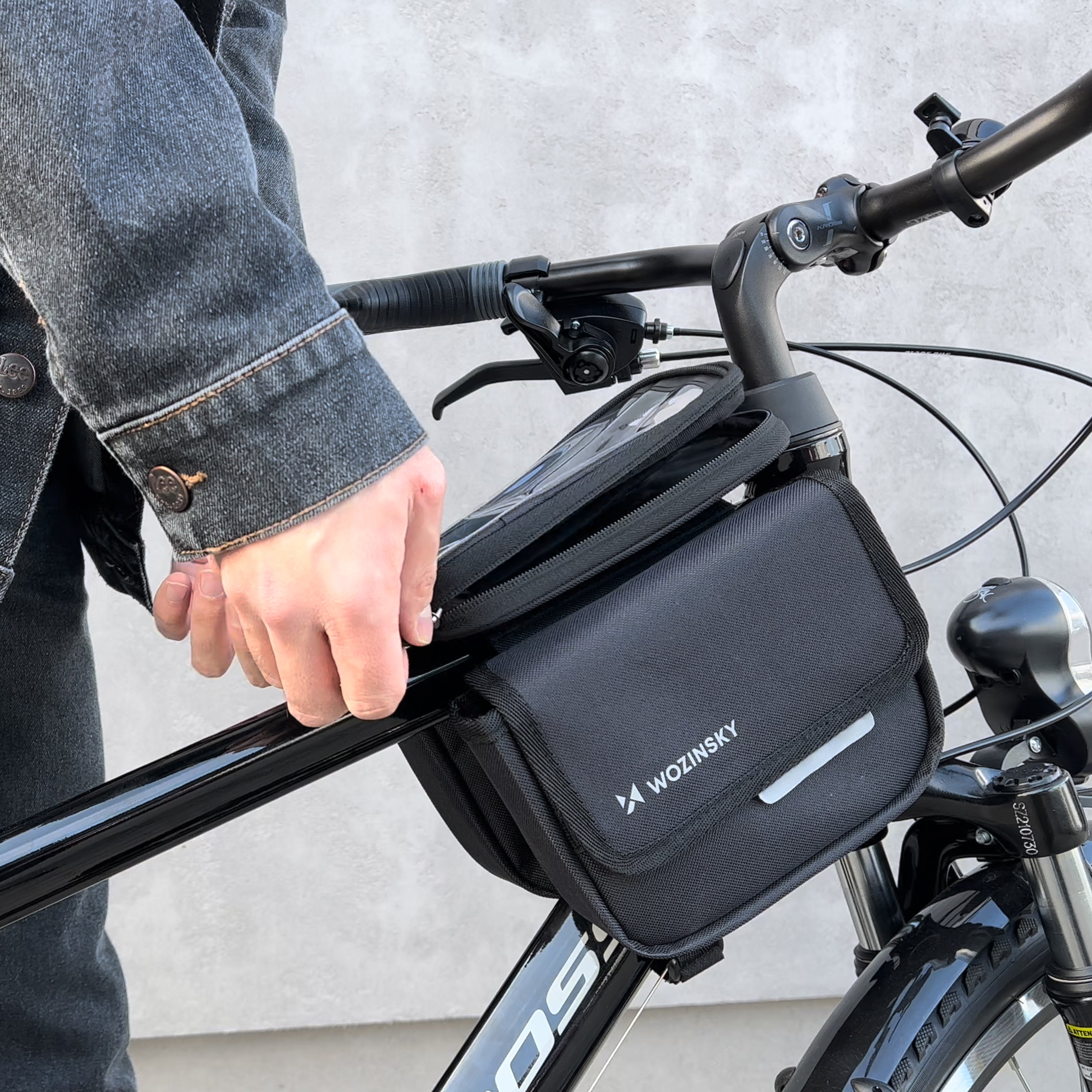 Fahrradrahmentasche mit Handyhülle, Wozinsky Active WBB26BK, Schwarz