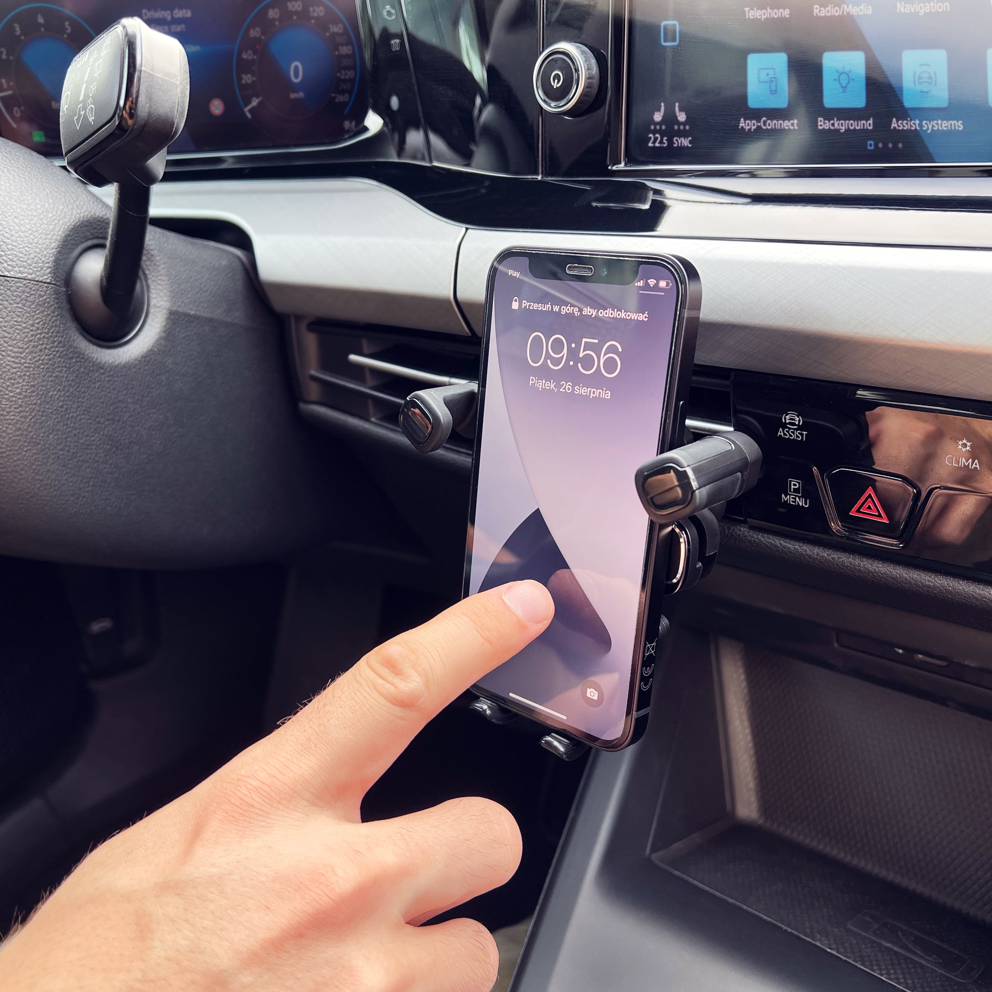 Autohalterung mit Schwerkraftklemmung für das Lüftungsgitter, Wozinsky Active WCHBK7, Schwarz