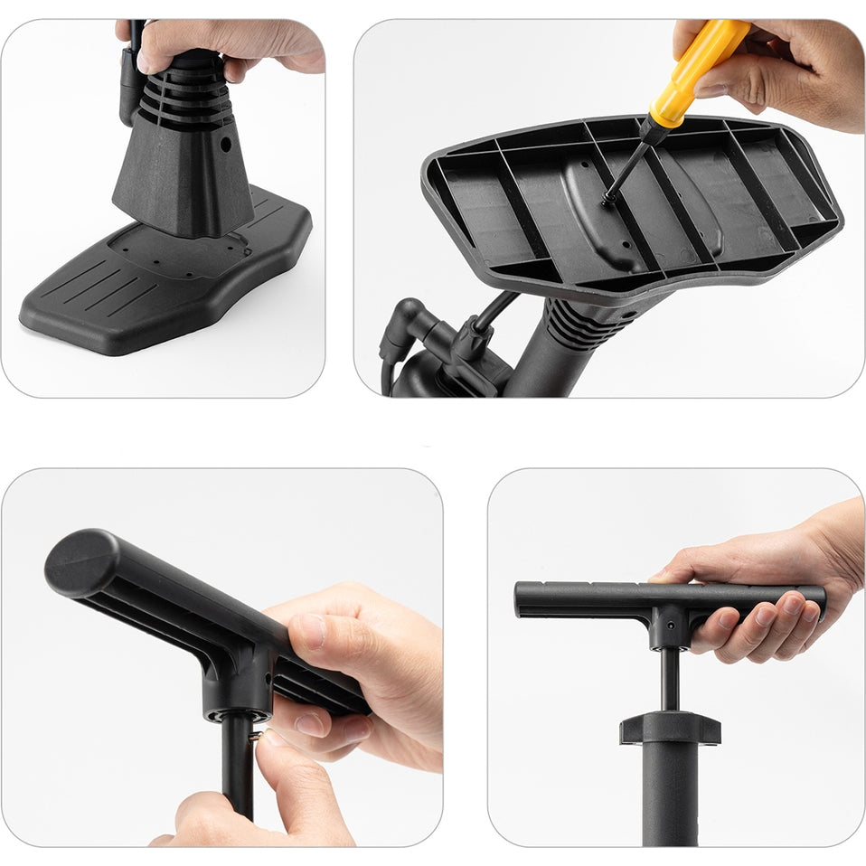 Fahrradpumpe mit Druckmesser, Standpumpe Wozinsky, Schwarz