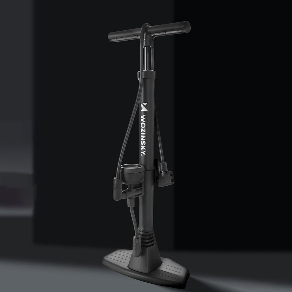 Fahrradpumpe mit Druckmesser, Standpumpe Wozinsky, Schwarz