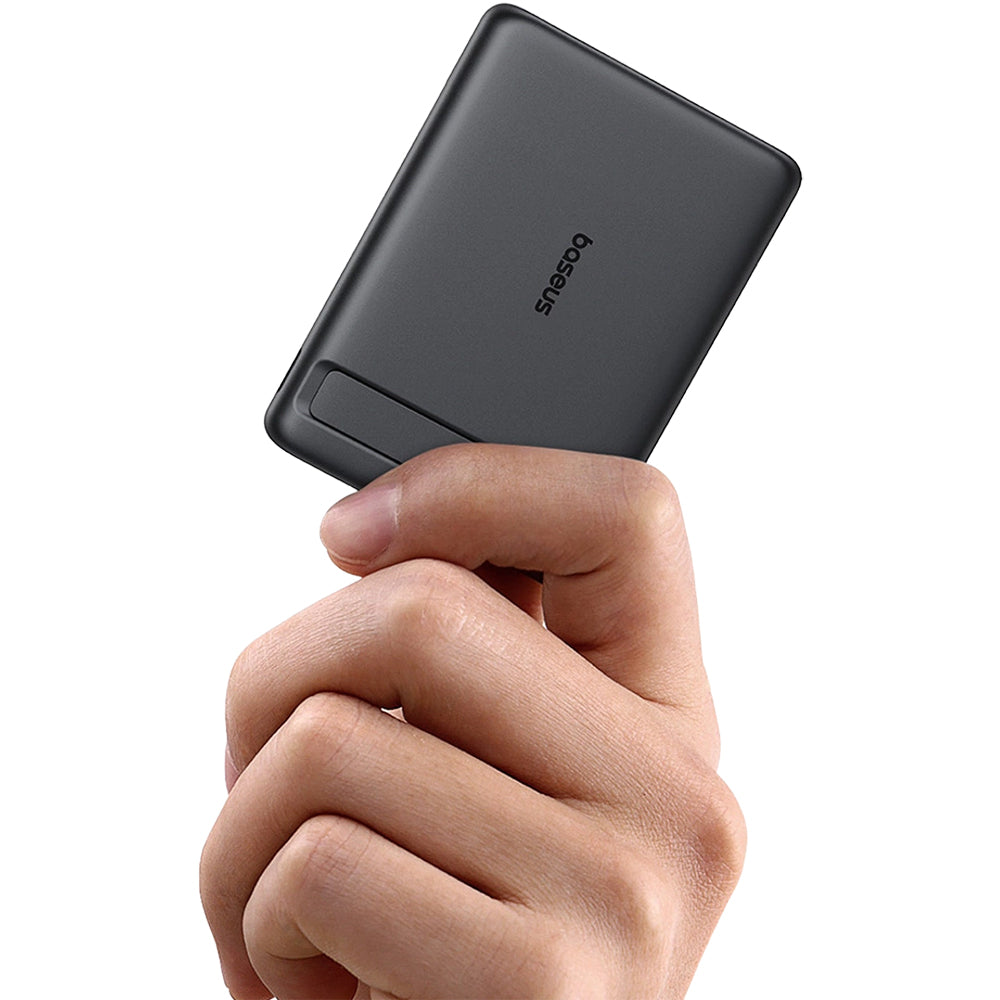 Powerbank Baseus PicoGo AM31, 5000 mAh mit Qi2 15W für MagSafe mit Standfunktion, kompakt, Schwarz