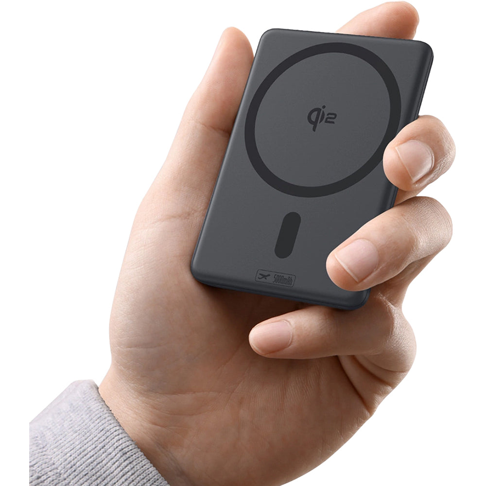 Powerbank Baseus PicoGo AM31, 5000 mAh mit Qi2 15W für MagSafe mit Standfunktion, kompakt, Schwarz