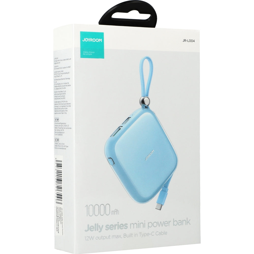 Powerbank Joyroom Jelly Series JR-L004, 10000mAh, USB-A/USB-C, 12W mit USB-C Kabel, Blau