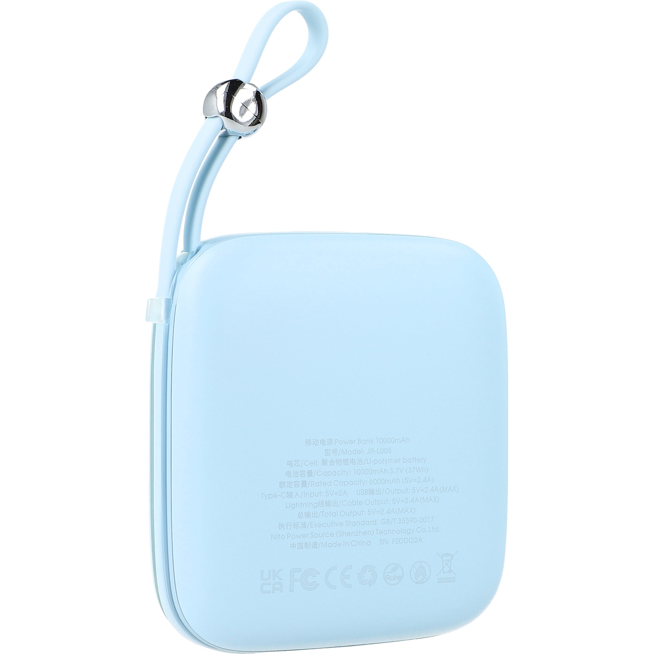 Powerbank Joyroom Jelly Series JR-L005, 10000mAh, USB-A/USB-C, 12W mit Lightning-Kabel, Blau