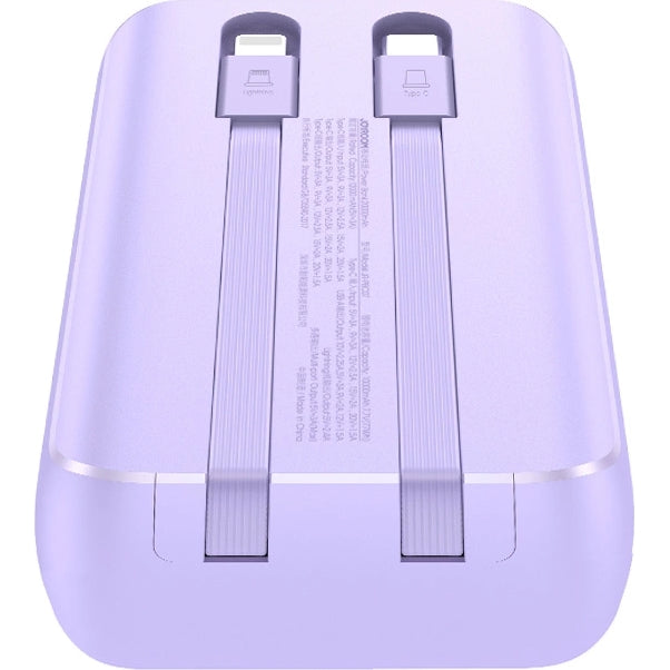 Powerbank Joyroom JR-PBC06 10000mAh, 30W, 1x USB-A / 1x USB-C mit USB-C und Lightning-Kabel, Violett