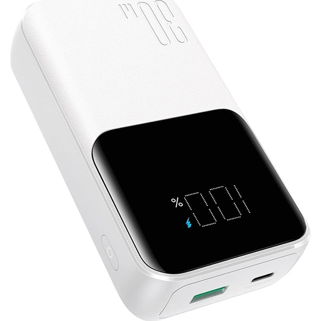 Powerbank Joyroom JR-PBC06 10000mAh, 30W, 1x USB-A / 1x USB-C mit USB-C und Lightning-Kabel, Weiß