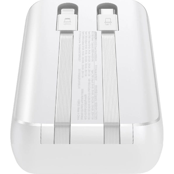 Powerbank Joyroom JR-PBC06 10000mAh, 30W, 1x USB-A / 1x USB-C mit USB-C und Lightning-Kabel, Weiß