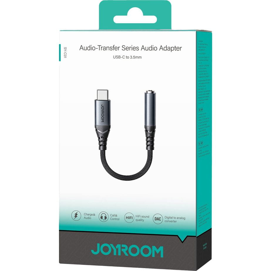 Audiokabel, DAC-Adapter USB-C - Jack 3.5mm, Joyroom SY-C01, Schwarz