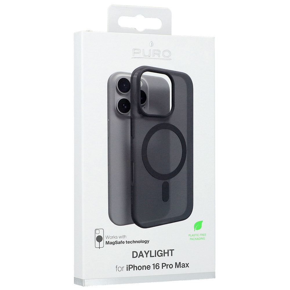 Handyhülle für iPhone 16 Pro Max, Puro Daylight Mag, Schwarz Durchscheinend