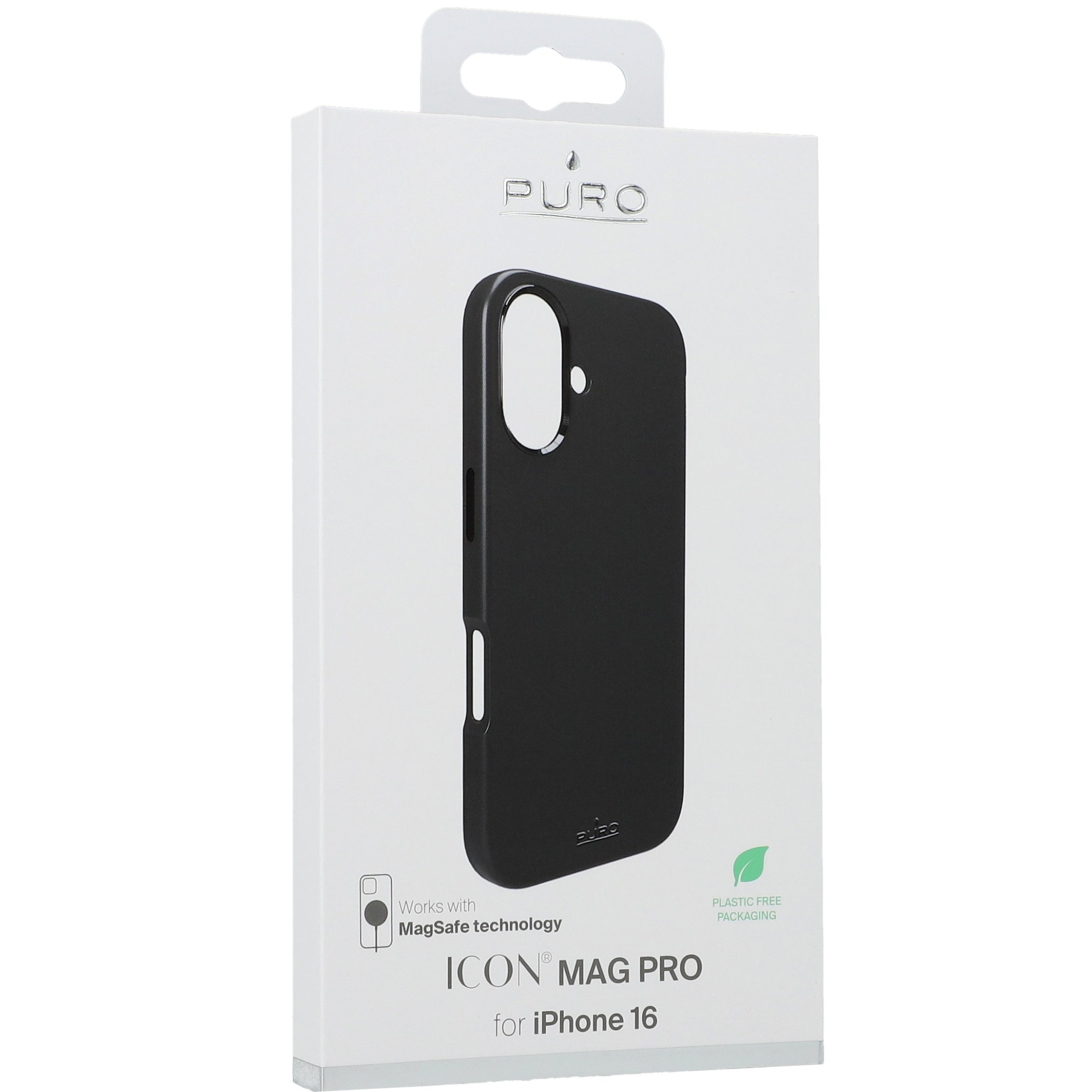 Handyhülle für iPhone 16, Puro Icon Mag Pro, Schwarz