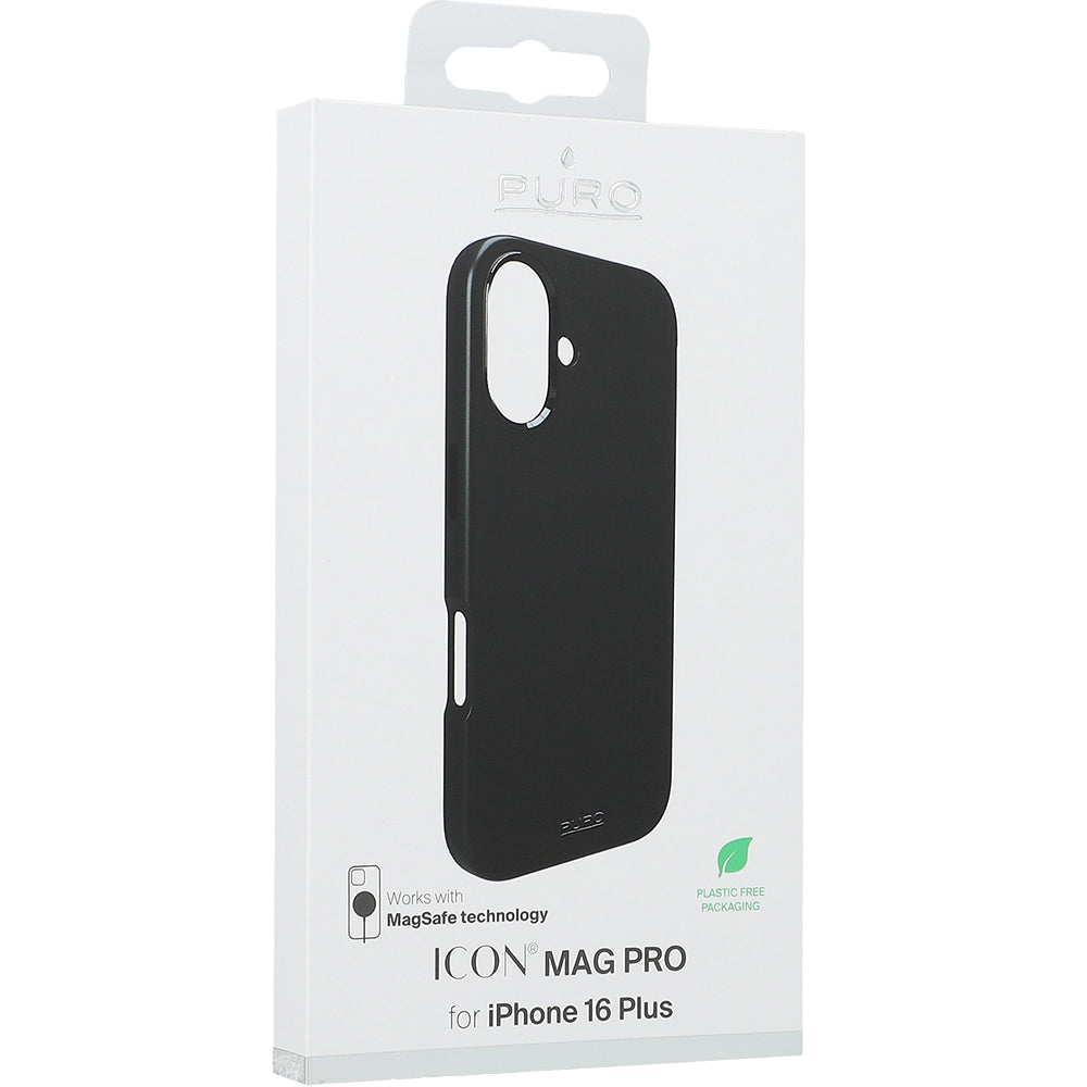 Handyhülle für iPhone 16 Plus, Puro Icon Mag Pro, Schwarz