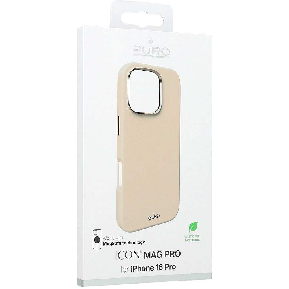 Handyhülle für iPhone 16 Pro, Puro Icon Mag Pro, Beige