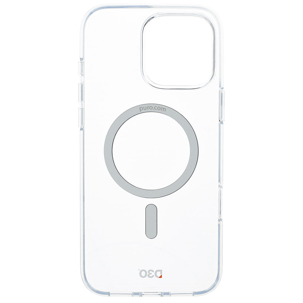 Handyhülle für iPhone 16 Pro Max, Puro Impact Clear D3O Mag, Transparent und Weiß