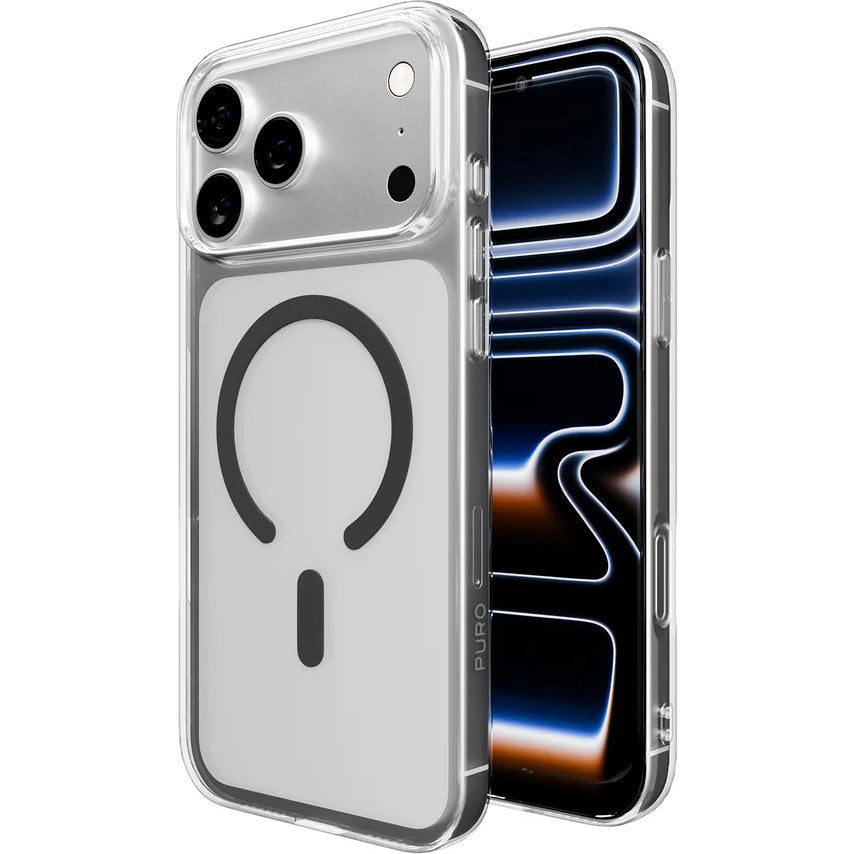 Handyhülle für iPhone 17 Pro, Puro Lite Mag Pro, Transparent-Schwarz