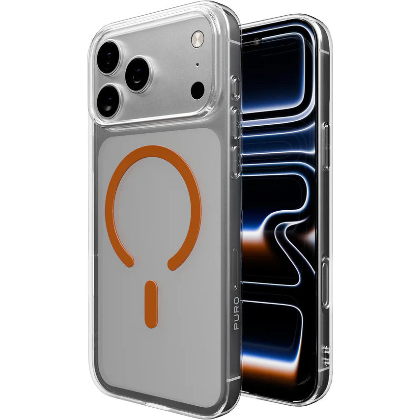 Handyhülle für iPhone 18 Pro / 17 Pro, Puro Lite Mag Pro, Transparent-Orange