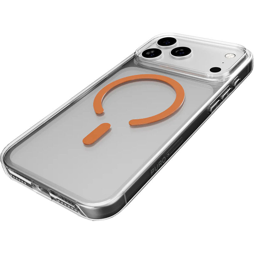 Handyhülle für iPhone 18 Pro / 17 Pro, Puro Lite Mag Pro, Transparent-Orange
