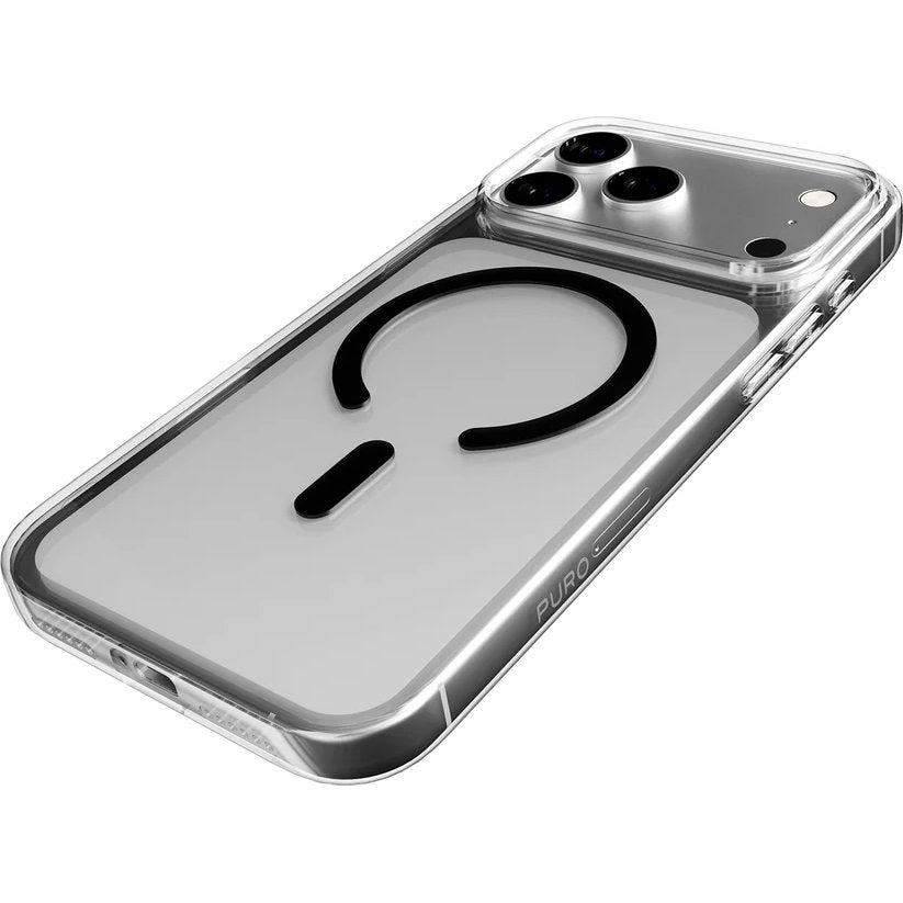 Handyhülle für iPhone 17 Pro Max, Puro Lite Mag Pro, Transparent-Schwarz