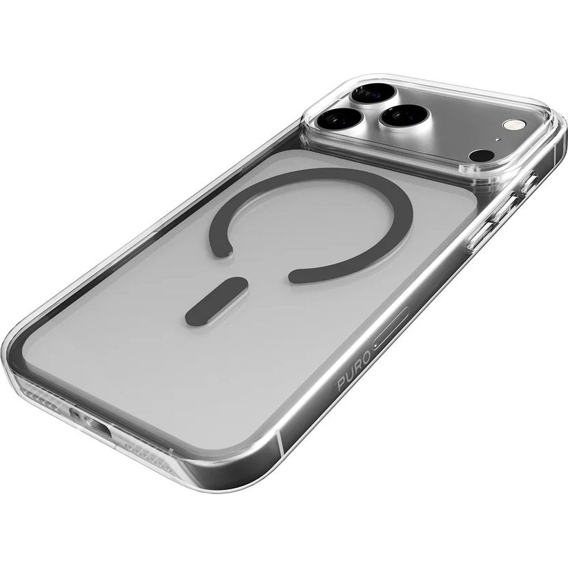 Handyhülle für iPhone 17 Pro Max, Puro Lite Mag Pro, Transparent und Grau