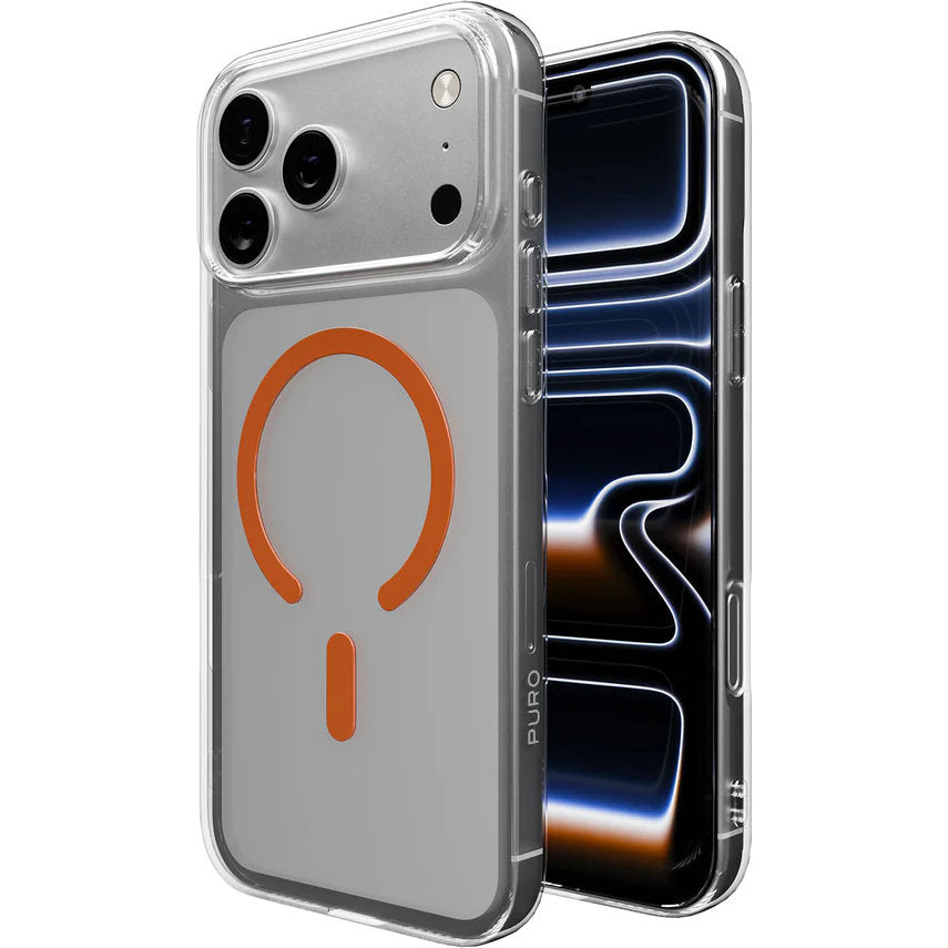 Handyhülle für iPhone 17 Pro Max, Puro Lite Mag Pro, Transparent-Orange