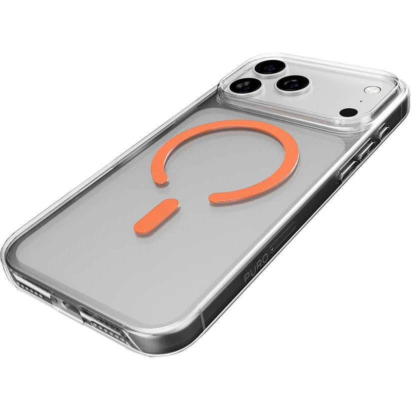 Handyhülle für iPhone 17 Pro Max, Puro Lite Mag Pro, Transparent-Orange