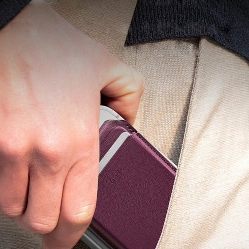 Kartenhalter mit Ständer und RFID-Schutz, ESR Magnetic Wallet Stand mit MagSafe, Dunkelrot