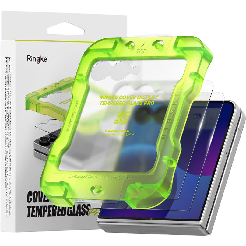 Gehärtetes Bildschirmglas mit Applikator für Galaxy Z Flip8, Ringke Cover Display Pro, Transparent, 2 Stück