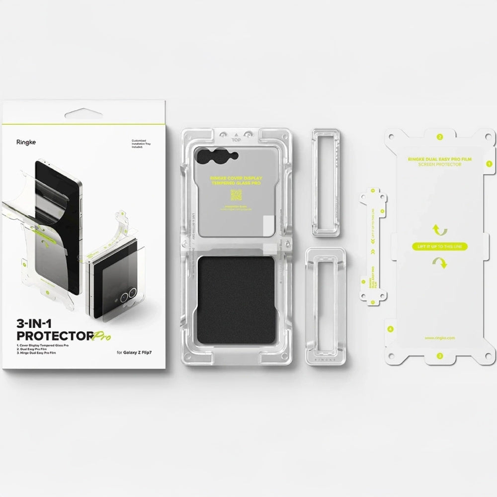 Folie + Gehärtetes Glas Set für Galaxy Z Flip7, Ringke Rearth 3in1 Protector