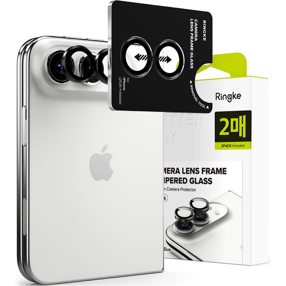 Kameraschutz für iPhone Duo, Ringke Camera Lens Frame Glass, 2-Pack, Schwarz (1/8)