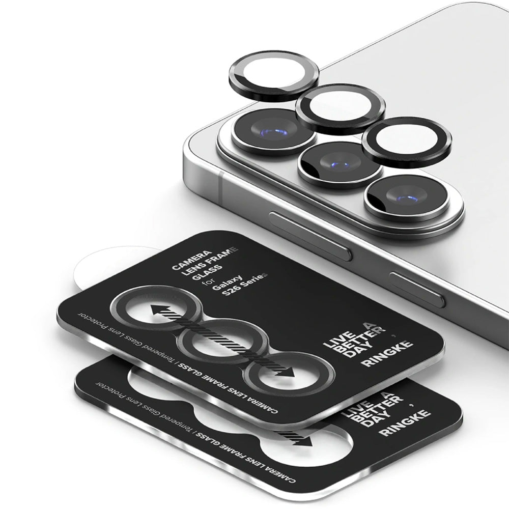 Kameraschutz für Galaxy S26 / S26 Plus, Ringke Camera Lens Frame Glass, 2-Pack, Schwarz