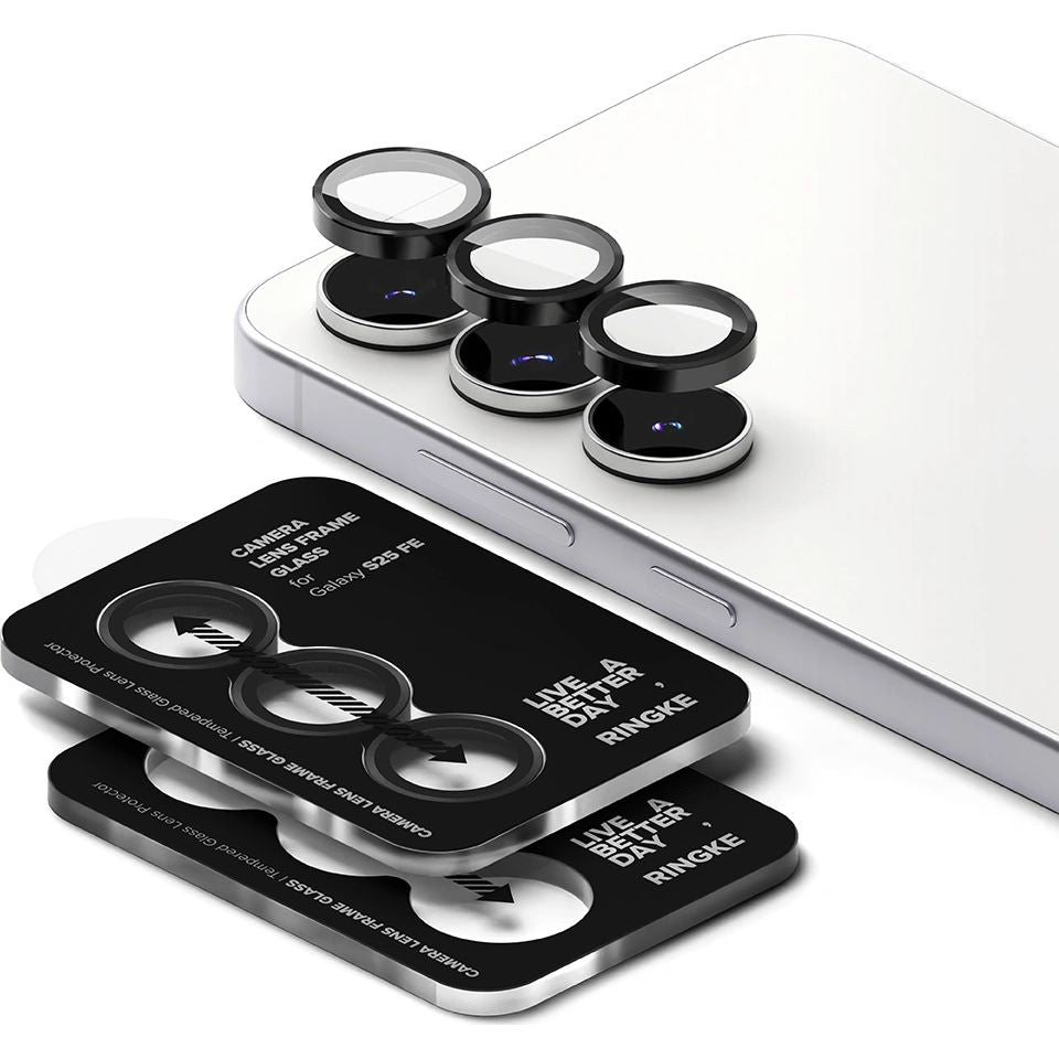 Kameraschutz für Galaxy S25 FE, Ringke Camera Lens Frame Glass, 2-Pack, Schwarz und Transparent