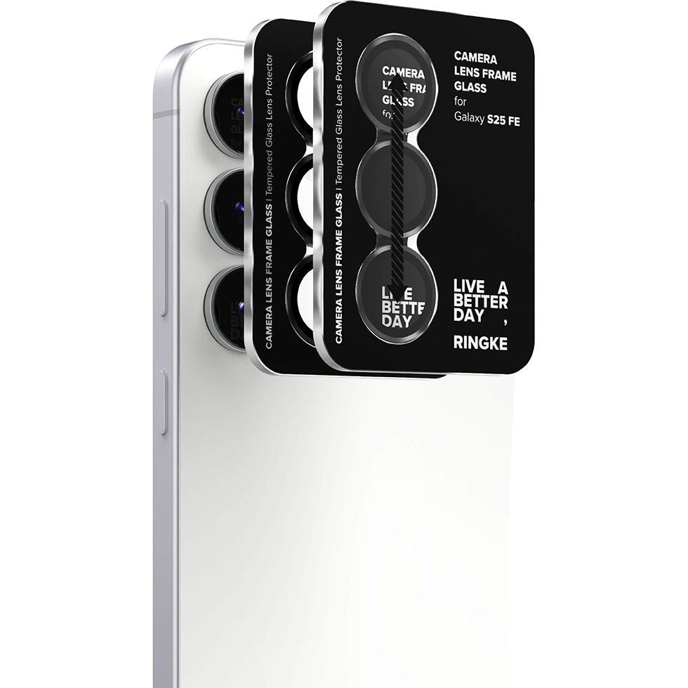 Kameraschutz für Galaxy S25 FE, Ringke Camera Lens Frame Glass, 2-Pack, Schwarz und Transparent