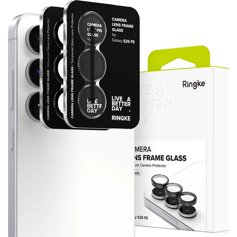 Kameraschutz für Galaxy S25 FE, Ringke Camera Lens Frame Glass, 2-Pack, Schwarz und Transparent