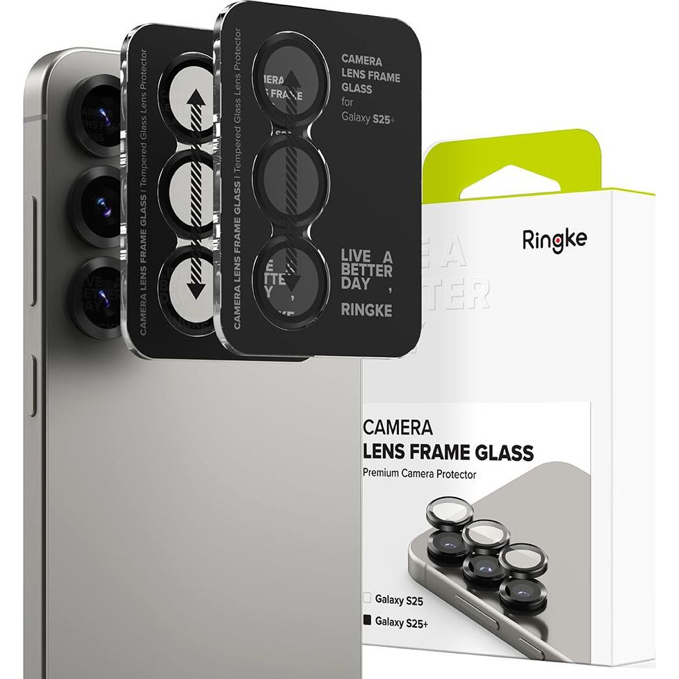 Kameraschutz für Samsung Galaxy S25 Plus, Ringke Camera Lens Frame Glass, 2-Pack, Schwarz