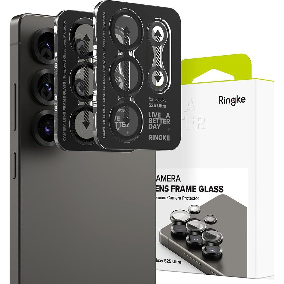 Kameraschutz für Samsung Galaxy S25 Ultra, Ringke Camera Lens Frame Glass, 2-Pack, Schwarz