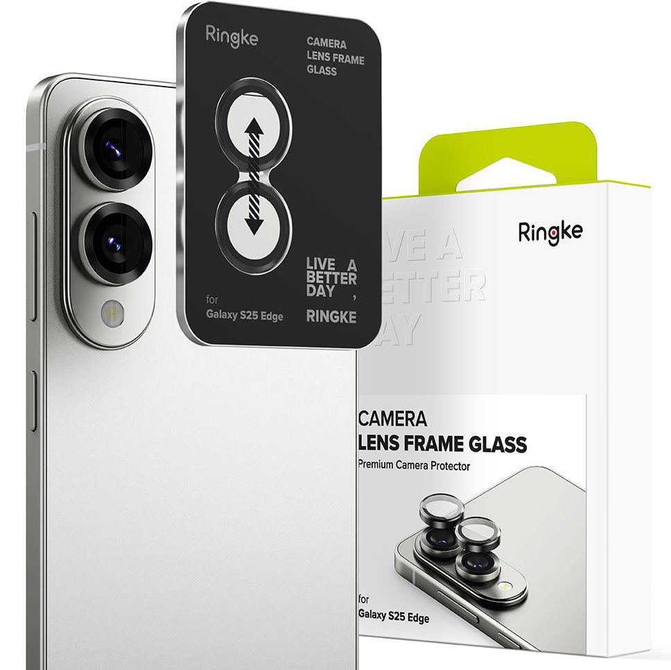 Kameraschutz für Galaxy S25 Edge, Ringke Camera Lens Frame Glass, Schwarz