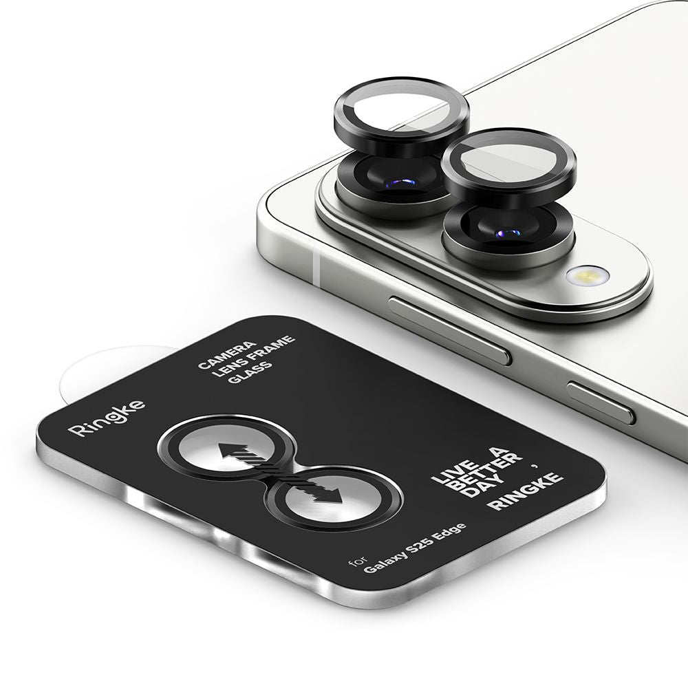 Kameraschutz für Galaxy S25 Edge, Ringke Camera Lens Frame Glass, Schwarz
