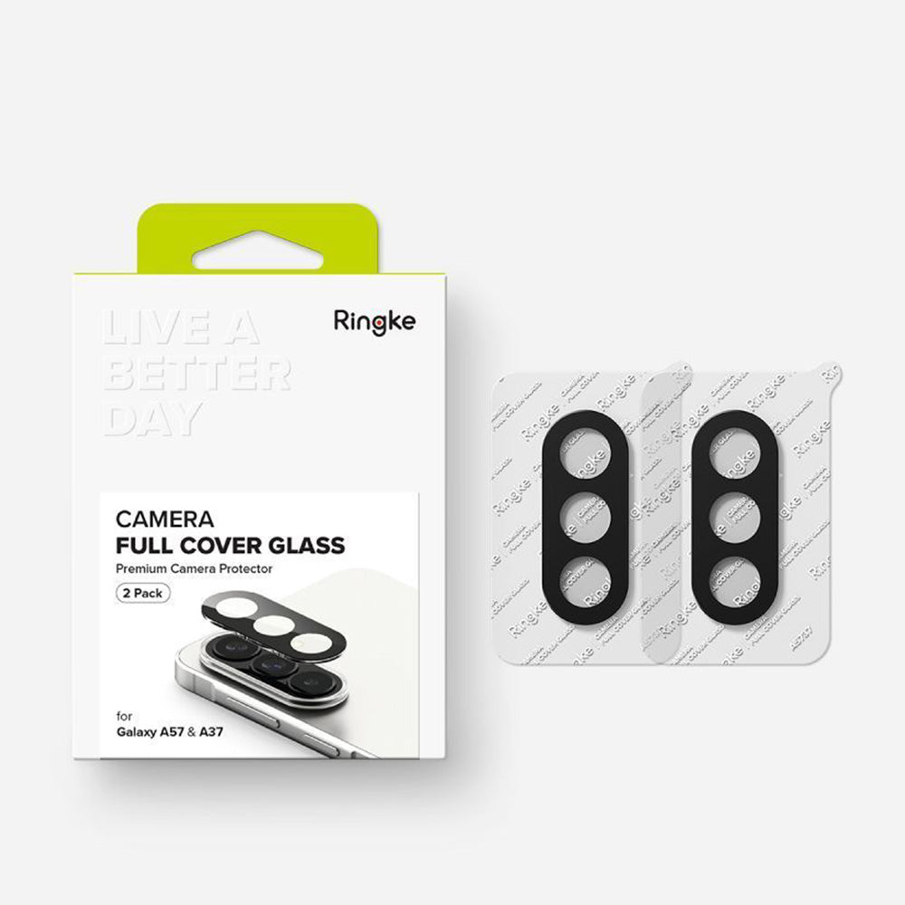 Kameraschutz für Galaxy A57 5G / A37 5G, Ringke Camera Full Cover Glass, 2 Stück, Transparent-Schwarz