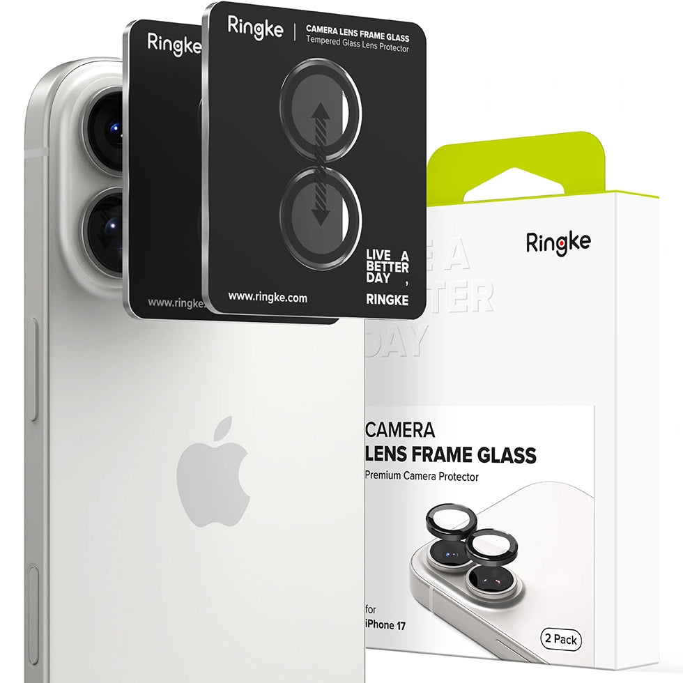 Kameraschutz für iPhone 17, Ringke Camera Lens Frame Glass, 2-Pack, Schwarz und Transparent